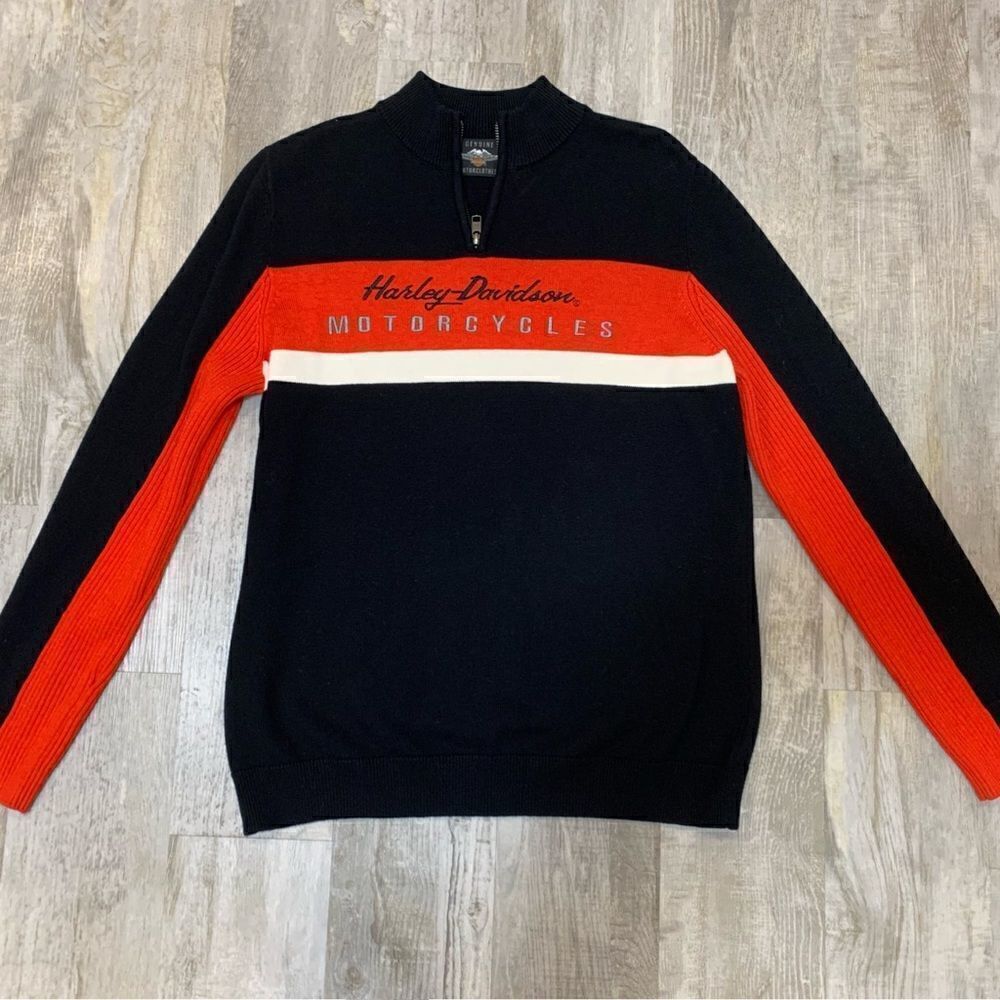 NWOT Harley Throw Back Retro Colorblock 1/4 Zip mackneck Wool Blend Pull… - Picture 4 of 9